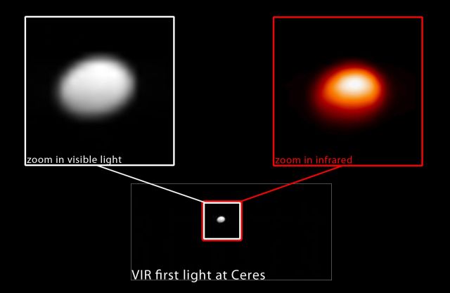 La prima immagine di Cerere ottenuta dallo spettrometro VIR di Dawn