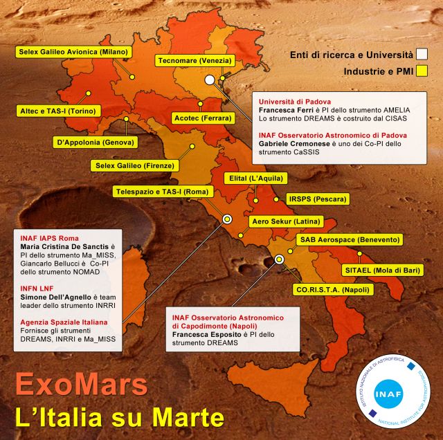 INFOGRAFICA: Tutta l'Italia su ExoMars